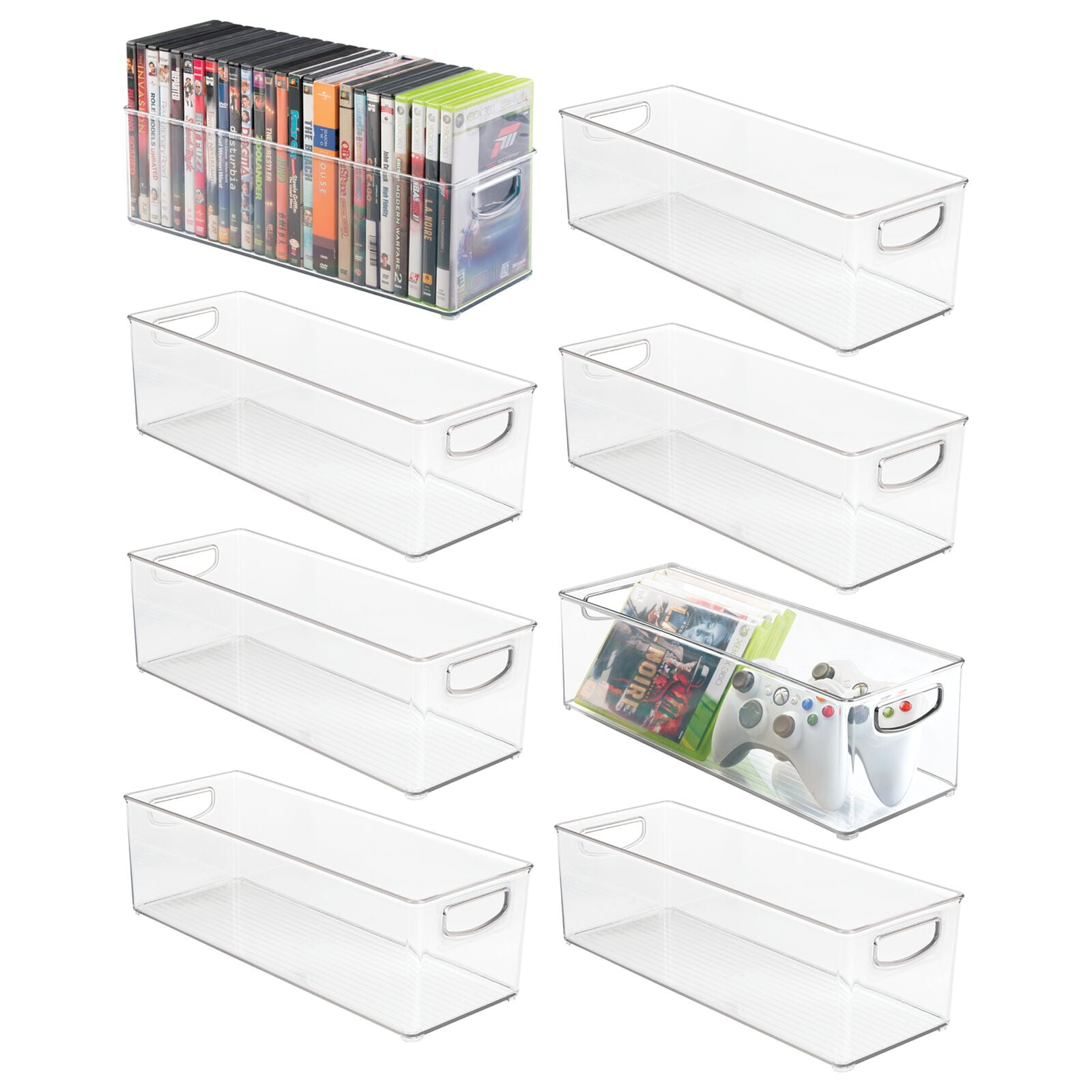 Stackable Video Game Storage Box mDesign Plastic DVD, CD, Movie Organizer Box - Versatile, Stackable ...