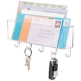 thumbnail image 1 of mDesign Plastic Wall Mounted Mail Organizer and Key Holder with 5 Hooks - Clear, 1 of 7