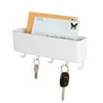 thumbnail image 1 of mDesign Plastic Wall Mounted Mail Organizer and Key Holder with 5 Hooks - White, 1 of 6