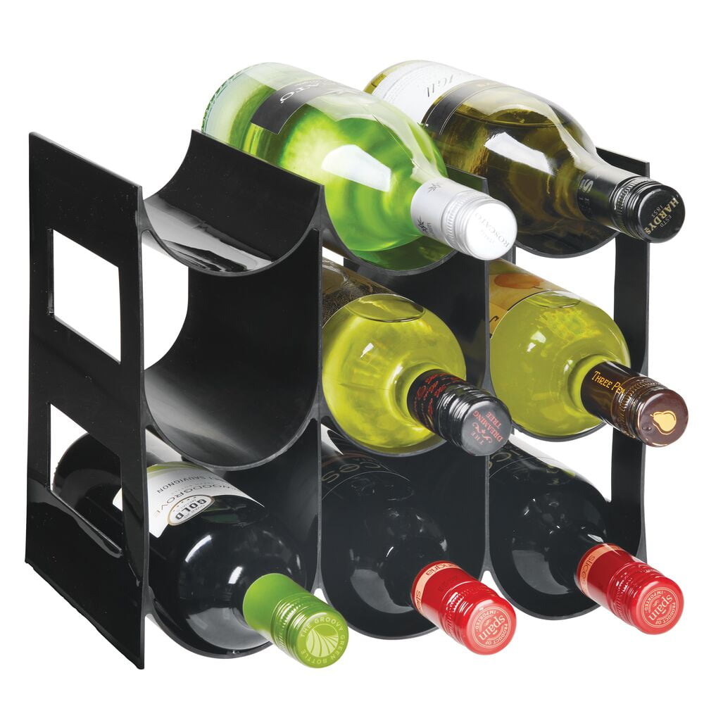  mDesign Stackable Plastic 3 Bottle Refrigerator Wine Rack -  Kitchen Storage Organizer for Champagne, Wine or Water Bottles - Stacking  Wine Organizer for Fridge - Ligne Collection - 2 Pack - Clear : Home &  Kitchen