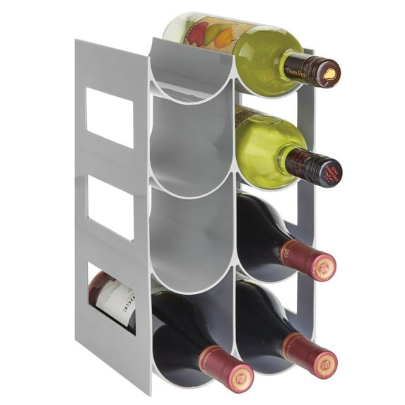mDesign Plastic Water Bottle/Wine Rack Organizer, 4 Tiers, 8 Bottles - Gray