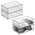 thumbnail image 1 of mDesign Plastic Wide Stacking Closet Storage Organizer, Drawer, 4 Pack, Clear, 1 of 9