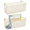 thumbnail image 1 of mDesign Portable Metal Wall Mount Hanging Storage Baskets, 2 Pack, Soft Brass, 1 of 9