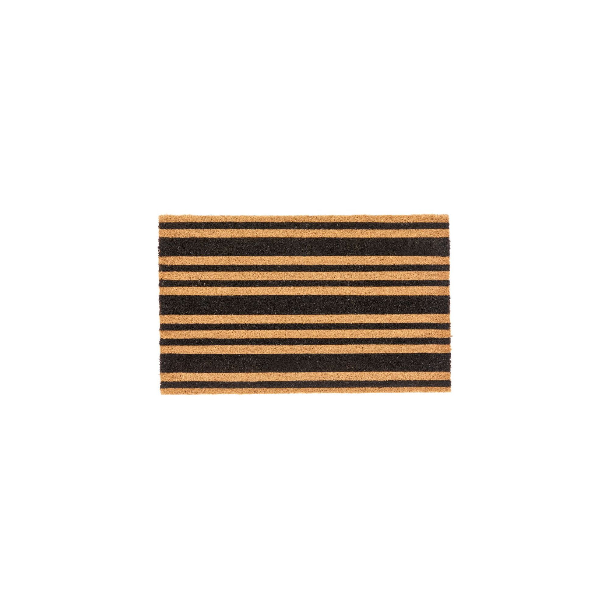Elegant Natural Coir 36"x22" Outdoor Doormat with Non-Slip Backing - Black Stripe