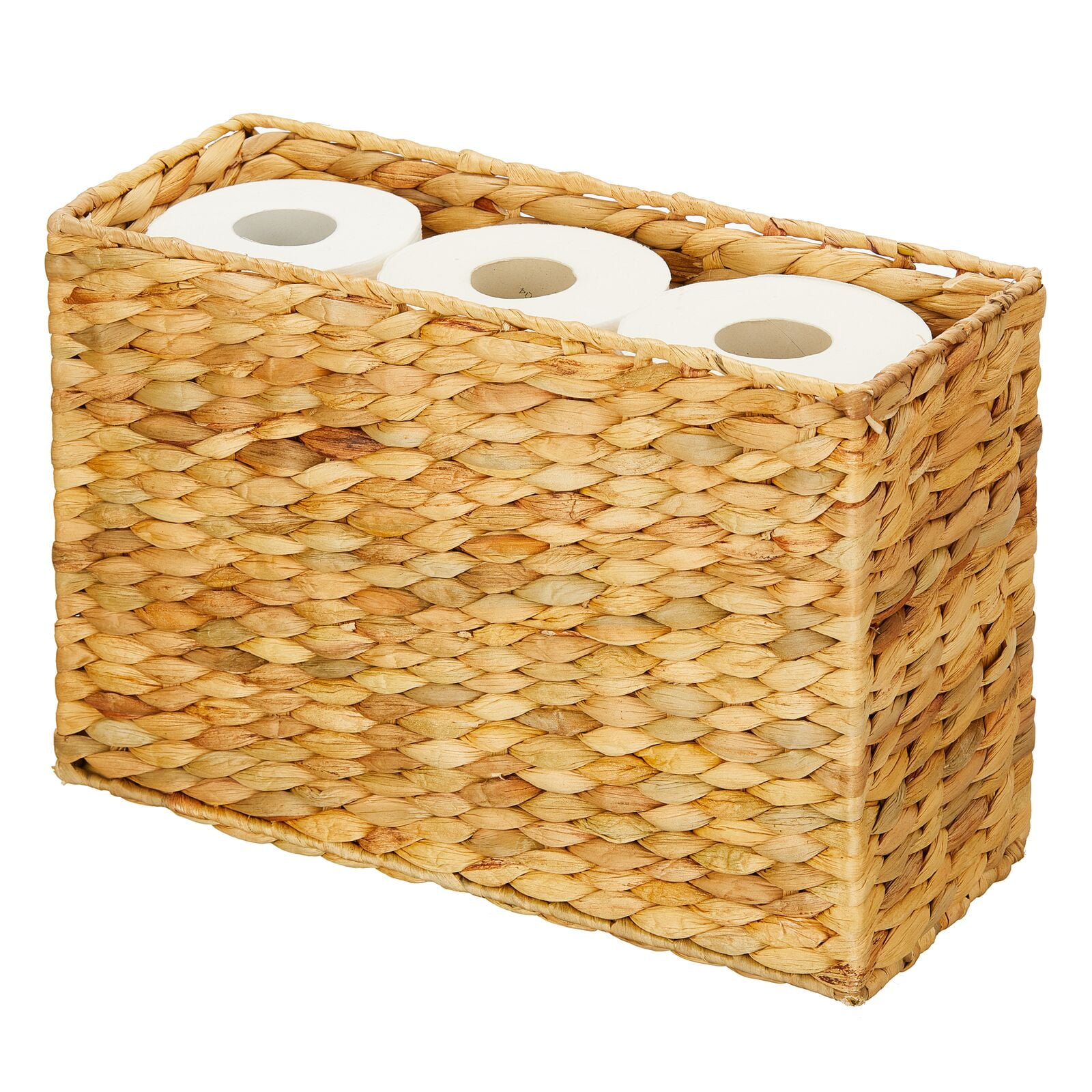 mDesign Rice Woven Hyacinth Bathroom Toilet Tank Storage Basket