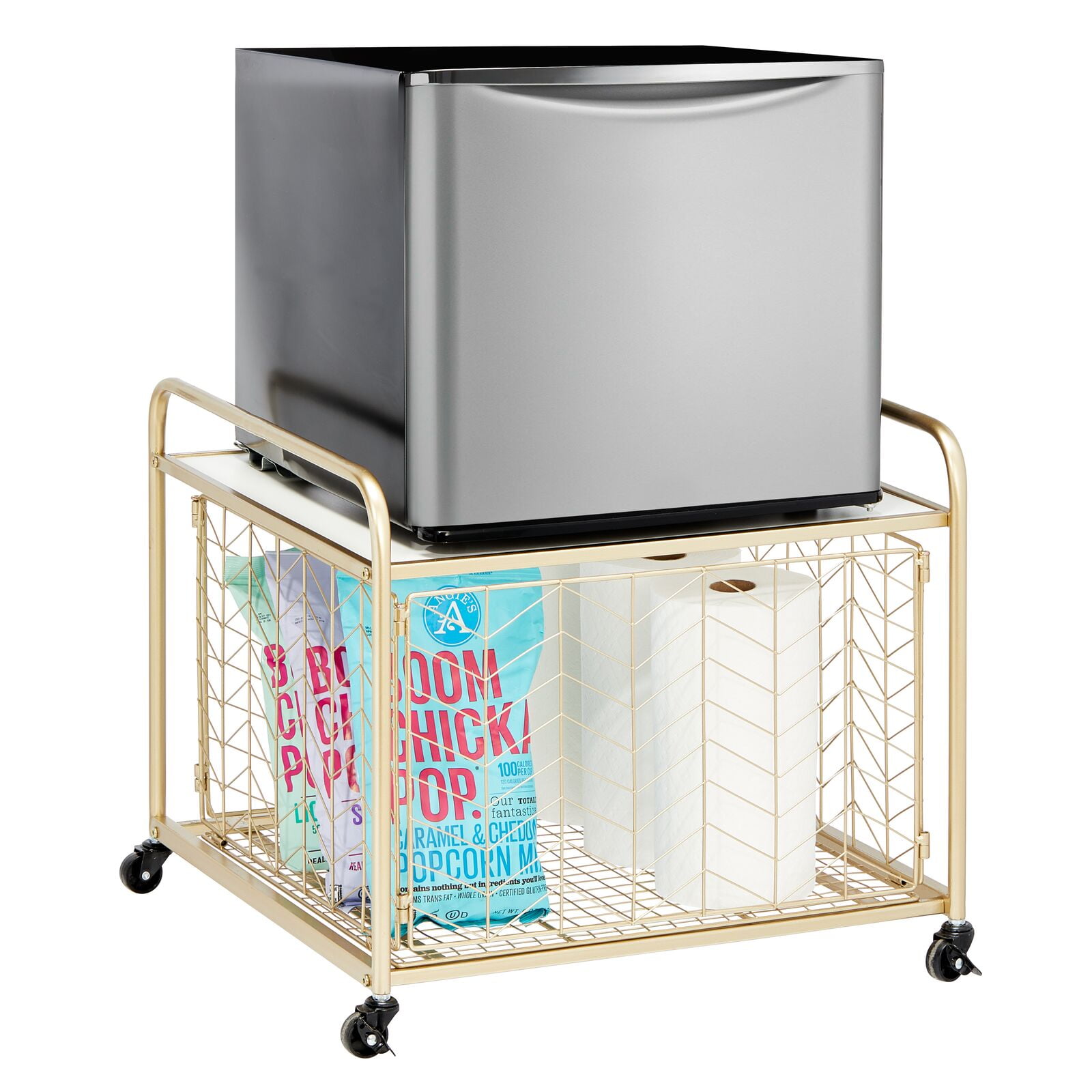  mDesign Small Portable Mini Fridge Storage Cart with Wheels and  Handles - Mobile Refrigerator, Microwave, Appliance Platform Table with  Drawer Basket for Dorm Room, Studio, Apartments - Black : Home & Kitchen