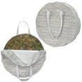 thumbnail image 1 of mDesign Round 19" Wreath Storage Container, Handles - 2 Pack, Striped Taupe/Tan, 1 of 8