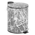 thumbnail image 1 of mDesign Round Metal 1.3 Gallon Step Trash Can, Lid, Removable Liner, Gray Marble, 1 of 7