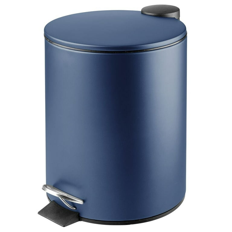 その他 Still / Round - Deep Blue mDesign Round Metal 1.3 Gallon Step Trash Can - Lid, Removable