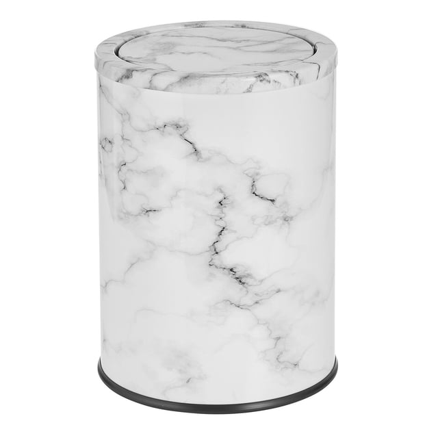 mDesign Round Metal 4.8 Gal. Covered Bathroom Swing Lid Trash Can ...