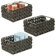 thumbnail image 1 of mDesign Seagrass Rose Weave Household Basket with Handles, 3 Pack, Black Wash, 1 of 8
