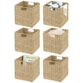 thumbnail image 1 of mDesign Seagrass Woven Cube Bin Basket Organizer, Handles, 6 Pack - Natural/Tan, 1 of 9