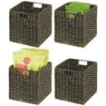 thumbnail image 1 of mDesign Seagrass Woven Kitchen Basket Organizer, Handles, 4 Pack, Black Wash, 1 of 7
