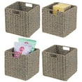thumbnail image 1 of mDesign Seagrass Woven Kitchen Basket Organizer, Handles, 4 Pack, Gray Wash, 1 of 7