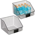 thumbnail image 1 of mDesign Slanted Kitchen Organizer Bin Basket, Label Slot, 2 Pack, Matte Black, 1 of 8