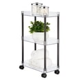 thumbnail image 1 of mDesign Slim 3-Tier Portable Household Rolling Cart with Wheels, Clear/Black, 1 of 8