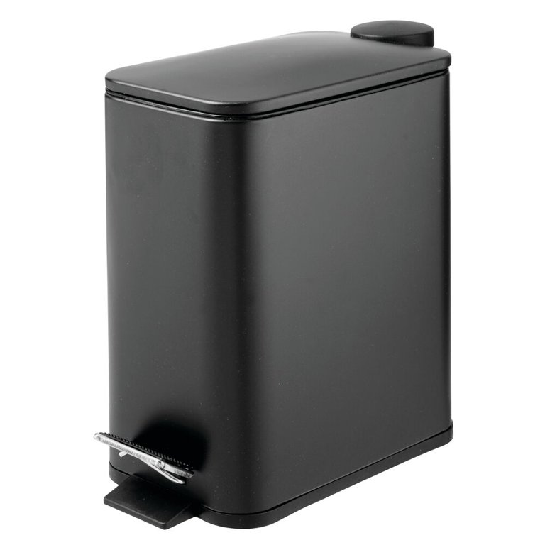 mDesign Slim Metal 1.3 Gallon Step Trash Can with Lid and Liner