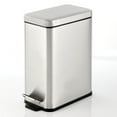 thumbnail image 1 of mDesign Slim Metal 2.6 Gallon Step Trash Can, Lid/Liner Bucket, Brushed Chrome, 1 of 7