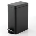 thumbnail image 1 of mDesign Slim Metal 2.6 Gallon Step Trash Can with Lid and Liner Bucket, Black, 1 of 7