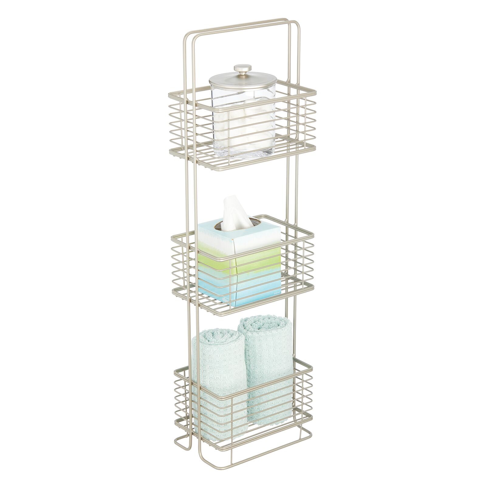 mDesign Metal Wire 3-Tier Hanging Shelf for Bathroom Storage - Black 
