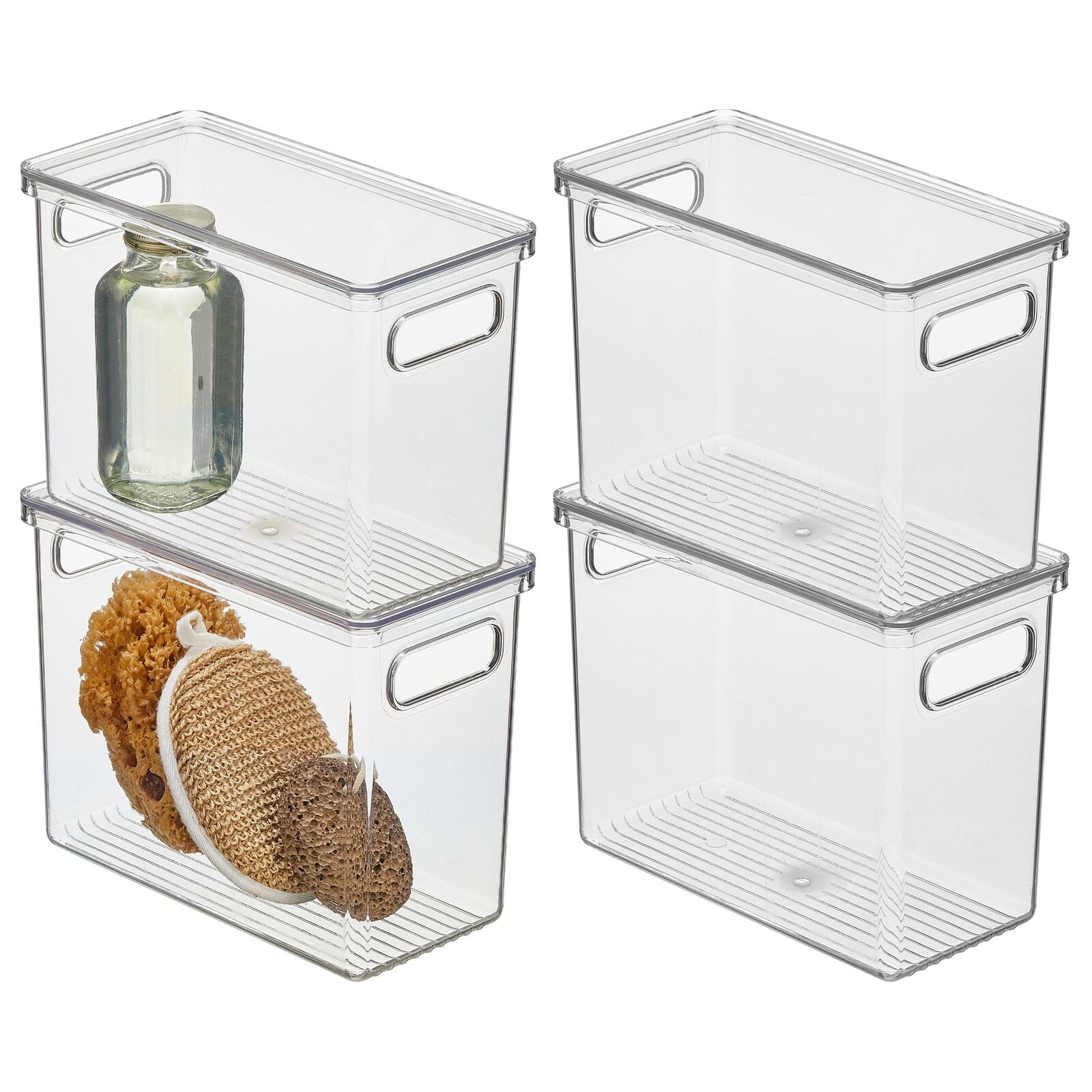mDesign Storage Bin with Handles, Lid for Bathroom, 4 Pack