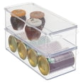 thumbnail image 1 of mDesign Slim Plastic Kitchen Fridge + Freezer Bin, Lid and Handle, 2 Pack- Clear, 1 of 9