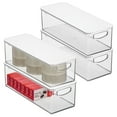thumbnail image 1 of mDesign Slim Plastic Storage Bin Box Container, Lid/Handles, 4 Pack, Clear/White, 1 of 8