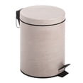 thumbnail image 1 of mDesign Small 1.3 Gal. Round Metal Step Trash Can w/ Liner, Stone Print - Beige, 1 of 8