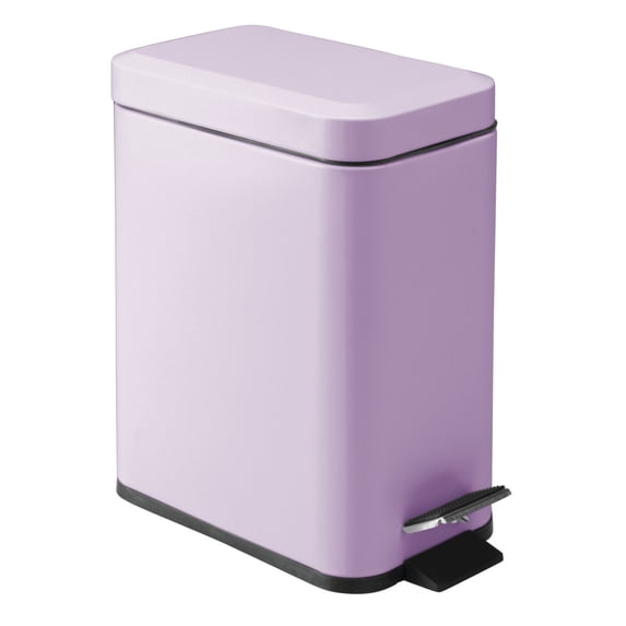 mDesign Small 1.3 Gallon Rectangle Metal Step Can, Liner/Handle, Wisteria Purple