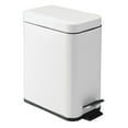 thumbnail image 1 of mDesign Small 1.3 Gallon Rectangle Metal Step Can with Liner/Handle, White, 1 of 7