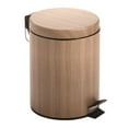 thumbnail image 1 of mDesign Small 1.3 Gallon Round Metal Step Trash Can, Liner/Handle - Oak Brown, 1 of 8