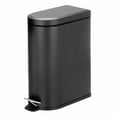 thumbnail image 1 of mDesign Small 2.6 Gallon Steel Metal D-Shape Step Trash Can for Bathroom, Black, 1 of 6