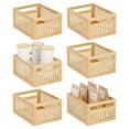 thumbnail image 1 of mDesign Small Natural Cane Kitchen Storage Bin with Handles, 6 Pack, Natural, 1 of 8