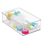mDesign Small Plastic Baby Nursery Storage Organizer Bin with Handles, Clear