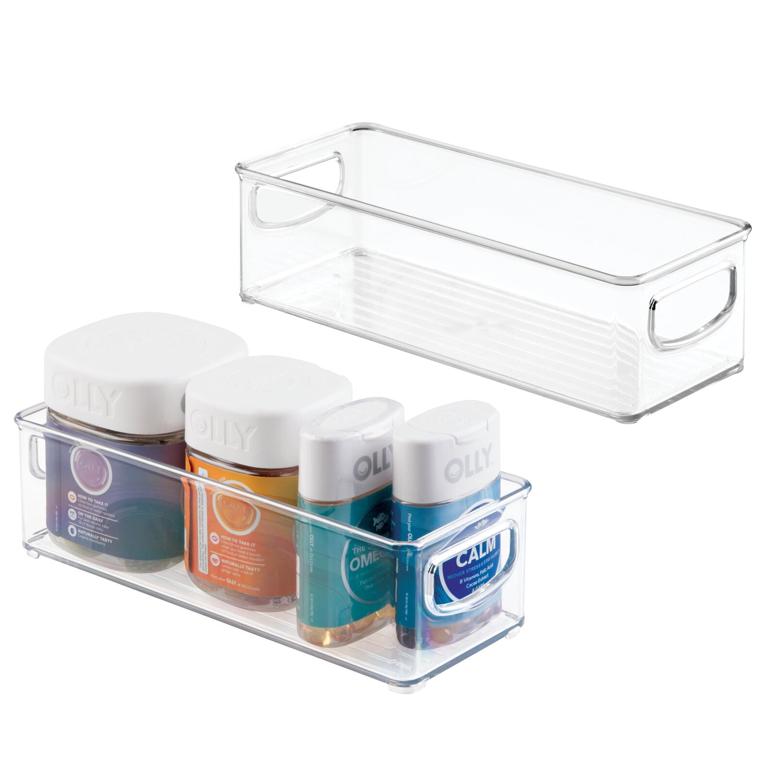 mDesign Deep Plastic Bathroom Vanity Storage Bin with Handles - Organizer for Hand SOA