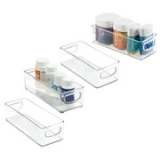 mDesign Small Plastic Bathroom Beauty Storage Bin with Handles, 4 Pack, Clear