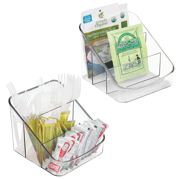 mDesign Small Plastic Kitchen Food Packet/Pouch Organizer Caddy, 2 Pack - Clear