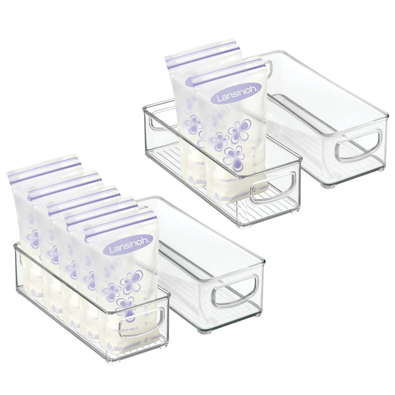 mDesign Plastic Long Stackable Storage Bin, Handles for Nursery, 4