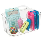 mDesign Small Plastic Storage Caddy Tote for Desktop Office Supplies - Clear