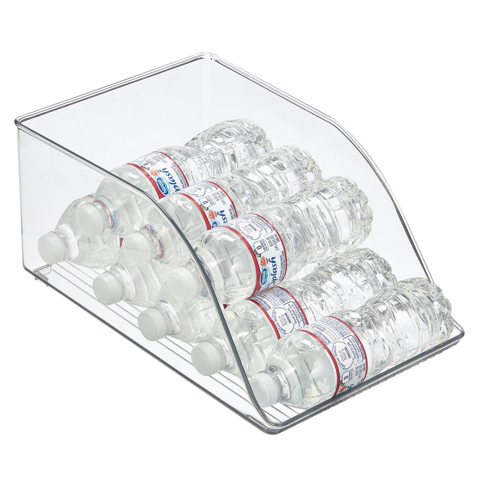 mDesign Small Plastic Water Bottle Stackable Fridge Storage Organizer Bin,  Clear 