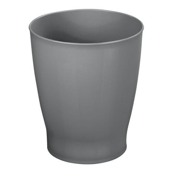 mDesign Small Round Bathroom 1.25 Gal. Trash Can Wastebasket, Charcoal Gray