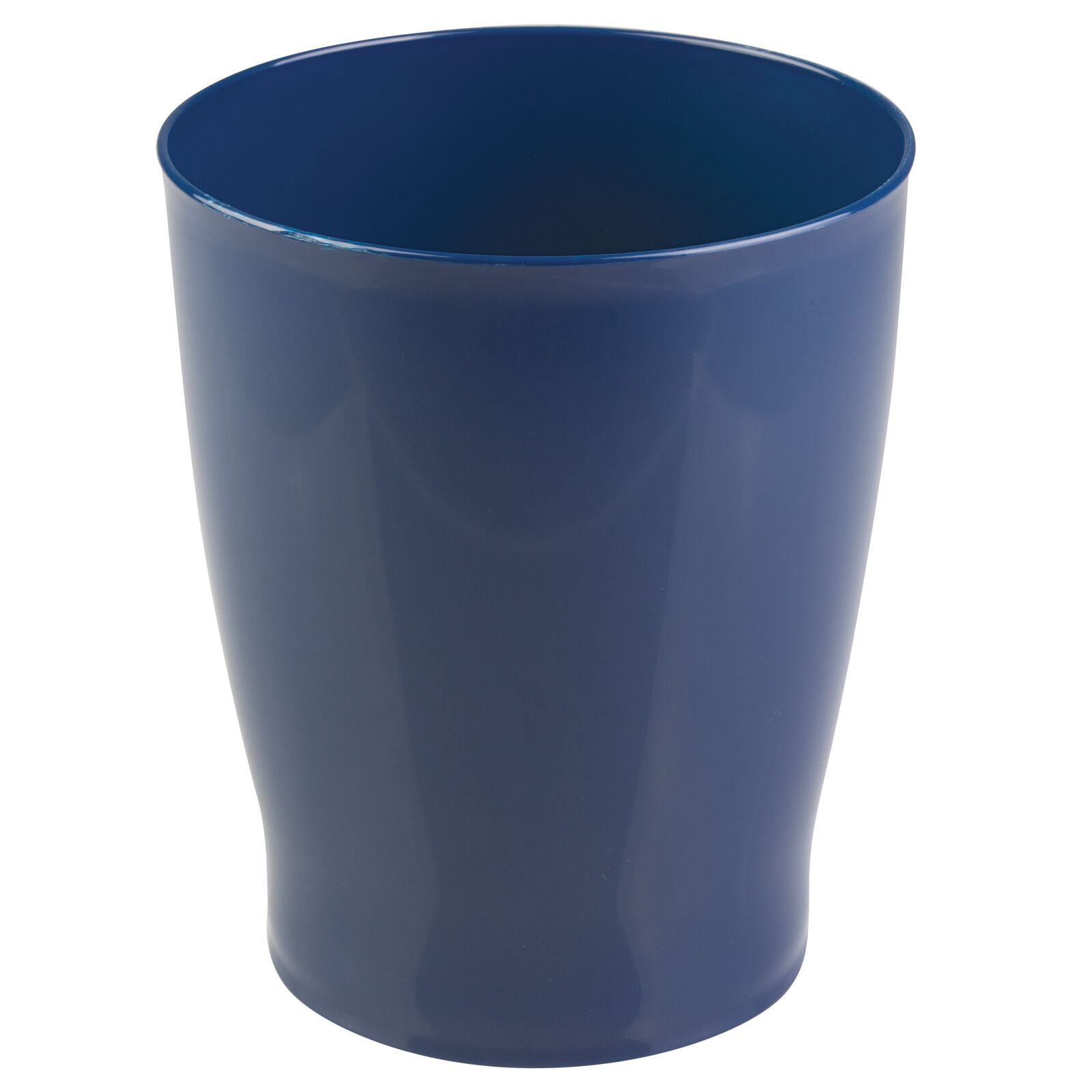 mDesign Small Round Bathroom 1.25 Gal. Trash Can Wastebasket, Navy Blue