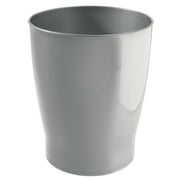 mDesign Small Round Bathroom 1.25 Gal. Trash Can Wastebasket, Silver