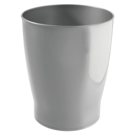 mDesign Small Round Bathroom 1.25 Gal. Trash Can Wastebasket, Silver