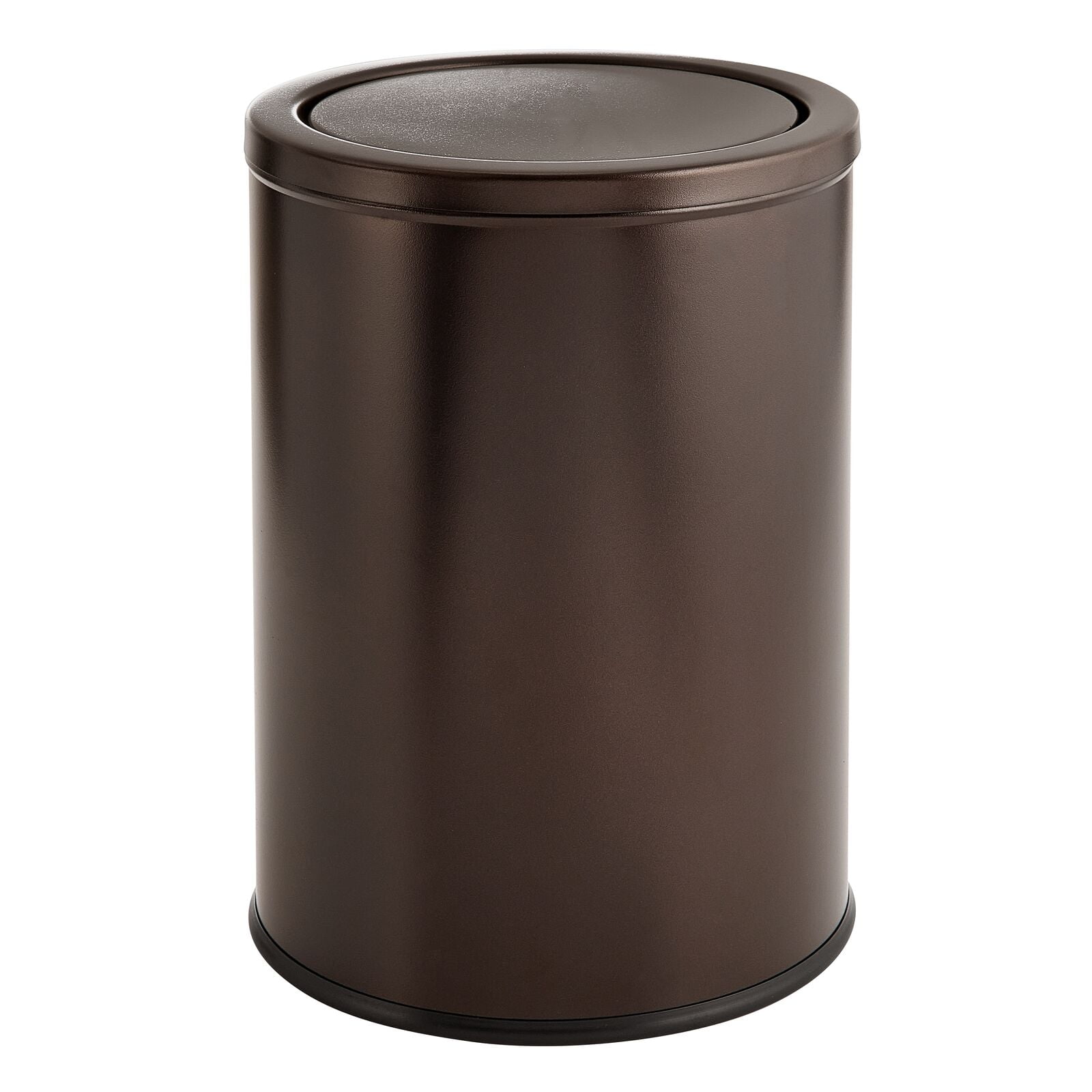 mDesign Small Round Metal 4.8 Gal. Covered Bathroom Swing Lid Trash Can ...