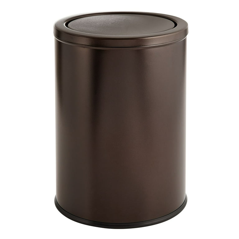 mDesign Small Round Metal 4.8 Gallon Covered Bathroom Garbage Swing Lid  Trash Can Waste Basket Bin for Bathroom, Bedroom, Kitchen, Craft Room,  Office, Laundry Room, Garage - Bronze 45.99 - Quarter Price