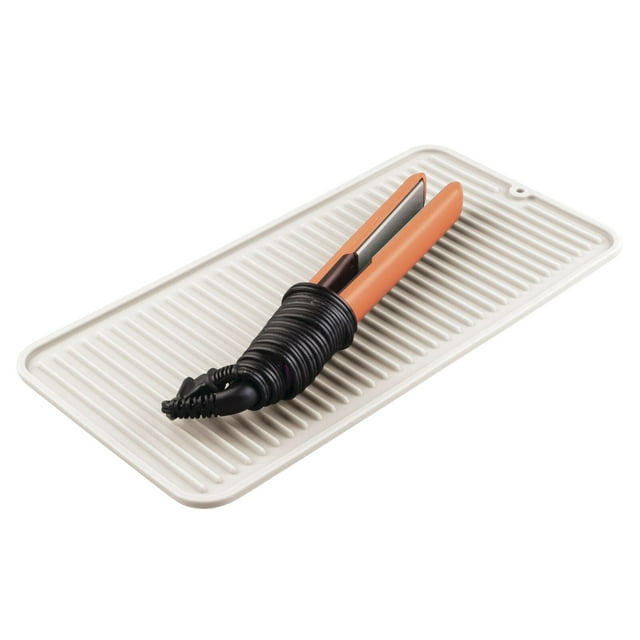 mDesign Small Silicone HeatResistant Hair Care Styling Tool Mat Cream