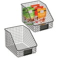 thumbnail image 1 of mDesign Small Slanted Kitchen Organizer Basket, Label Slot, 2 Pack, Matte Black, 1 of 8