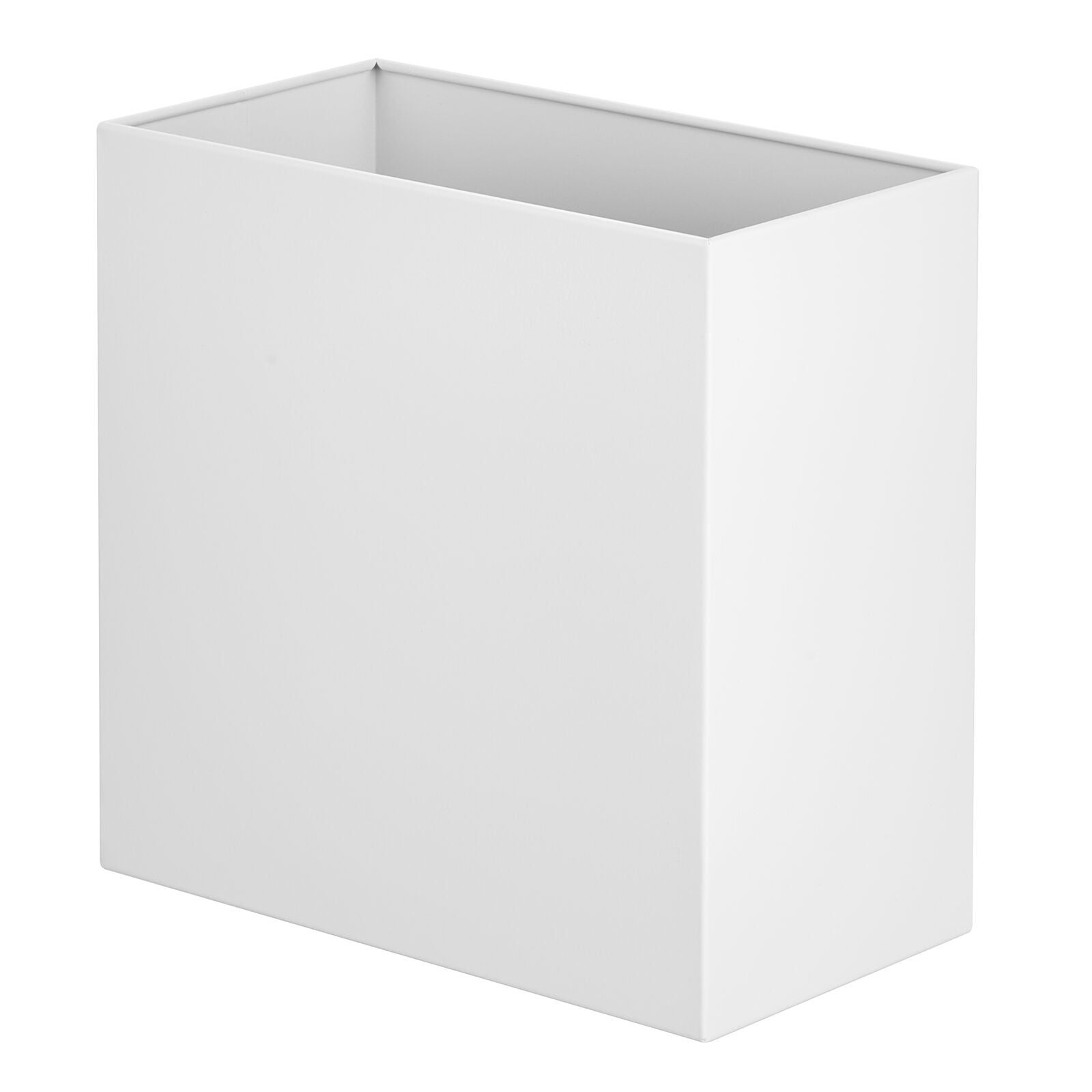 mDesign Small Steel Rectangular 2.4 Gallon Bathroom Trash Can Wastebasket, White