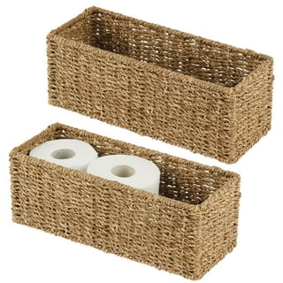 SOUJOY 2 Pack Toilet Paper Basket, Wicker Bathroom Basket Organizer, Toilet  Tank Top Storage Bin with Removable Liner, Decorative Basket for Closet